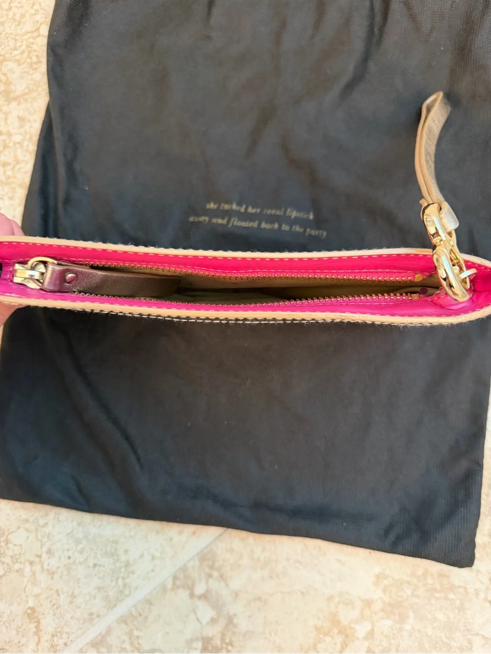 Kate Spade Metallic Silver Leather Wristlet Clutch